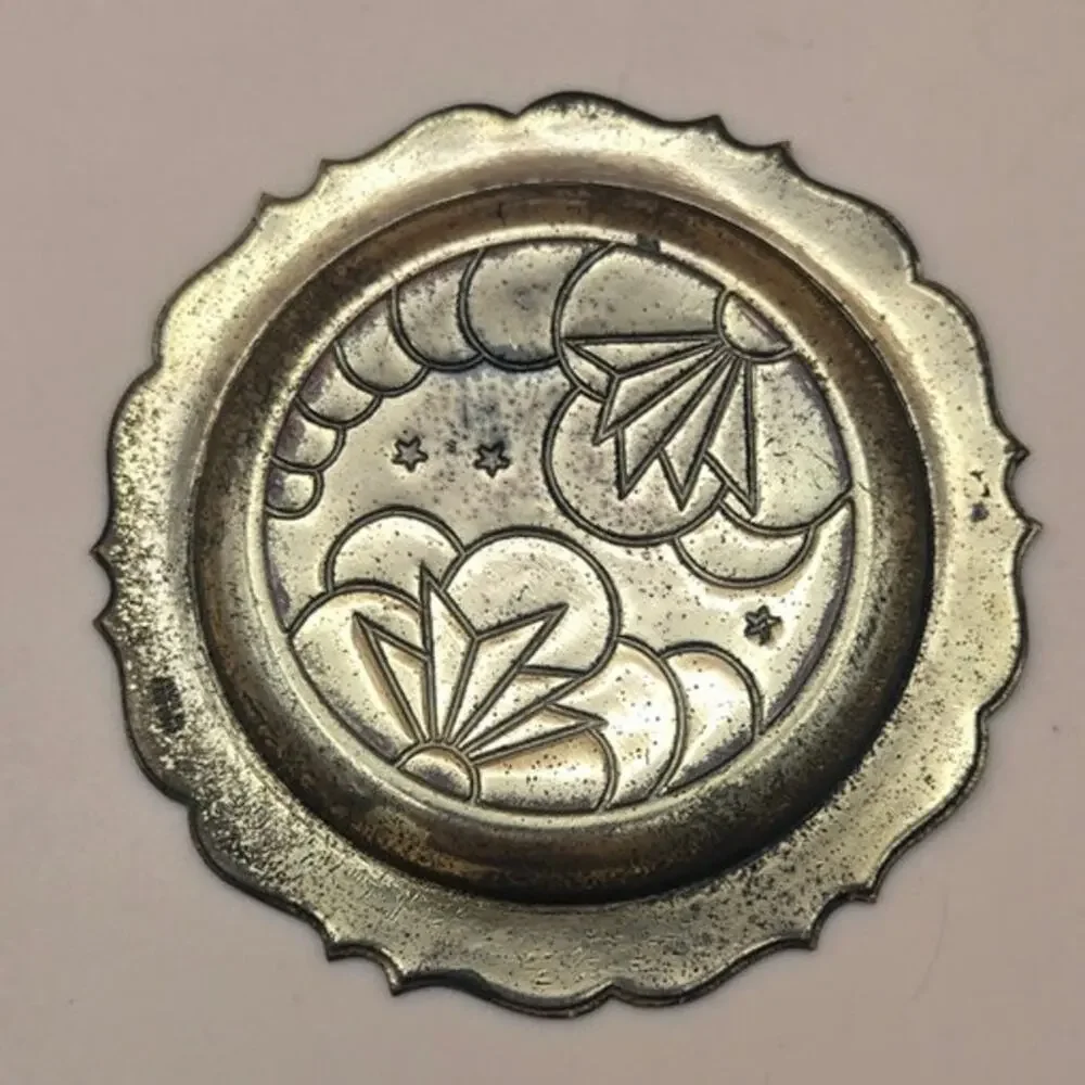 Art Deco Brass Trinket Trey With Enamel Flower Pattern Pre-loved